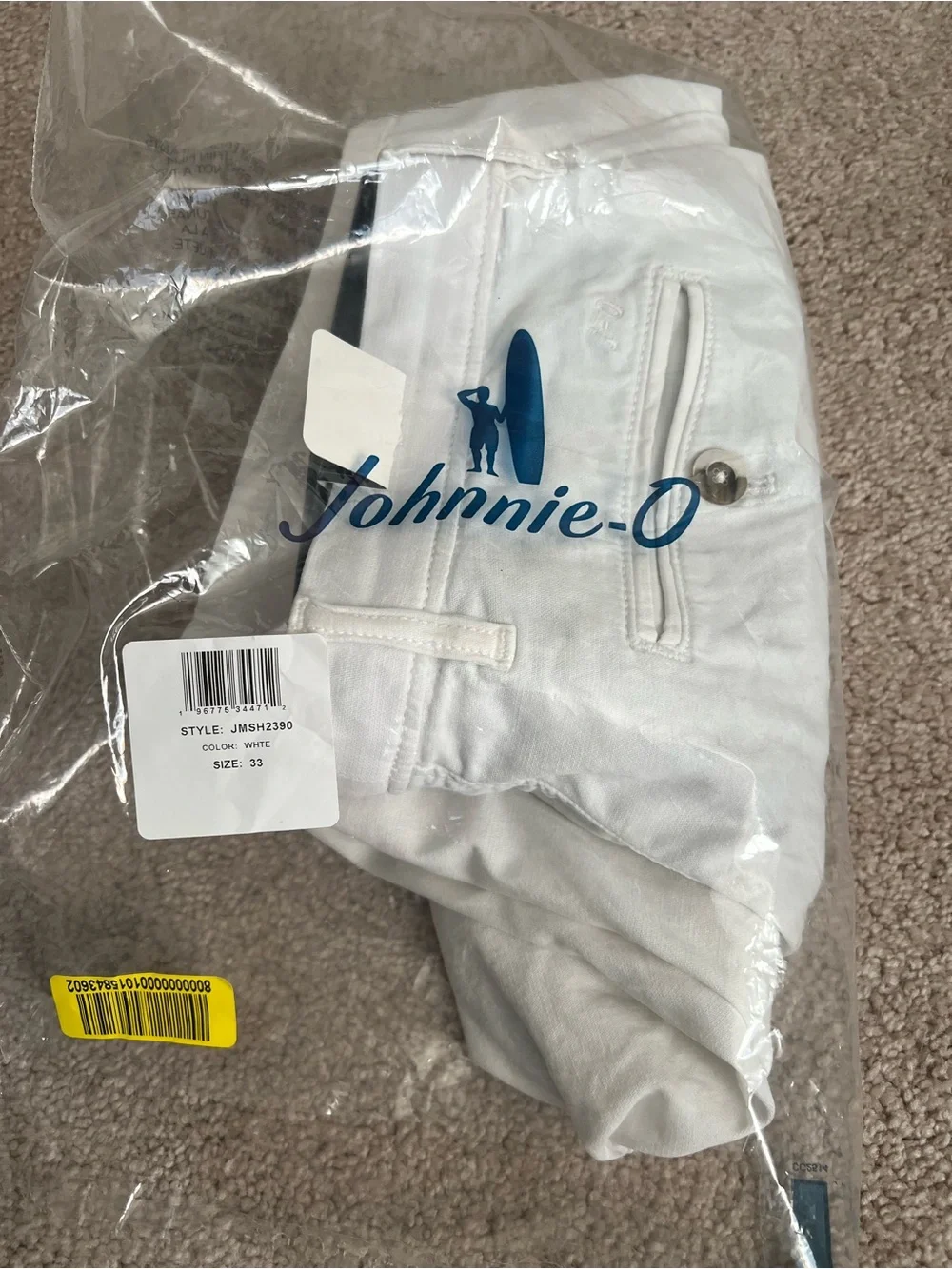johnnie-O White Nassau Short 10.5” inseam
